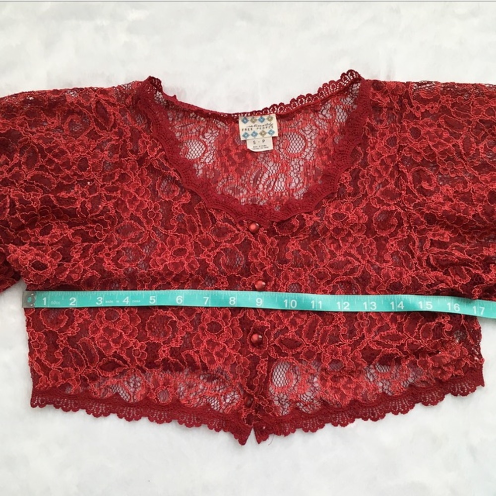 Like New Intimately Free People Red Lace Top - Picture 3 of 6